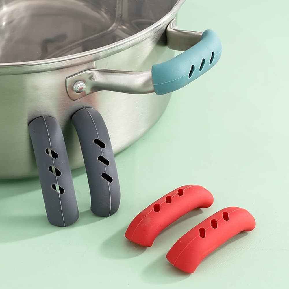 12 PCS Silicone Pot Handle Covers, Heat Resistant and Non-Slip for Cast Iron Skillet, Frying Pan, Metal Pan - DonLeeving
