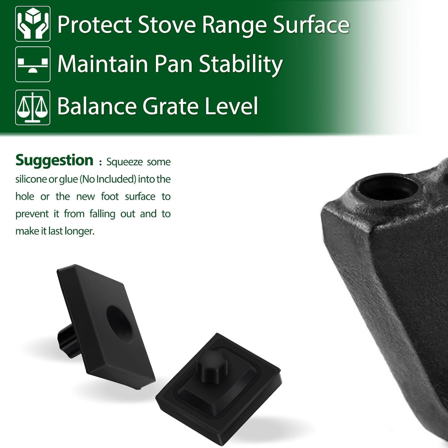 12 Pcs Stove Grate Rubber Feet Replacement Parts for Wolf Gas Cooktop - Range Stove Protector Bumpers