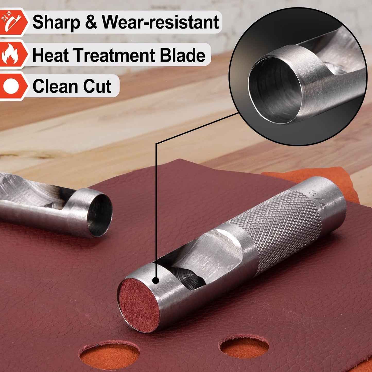 12 Piece Steel Hollow Leather Punch Set 3-19mm Heavy Duty Round Hole Punch Tool for Watch Cloth Belt Gaskets with Storage Bag - Spurtar