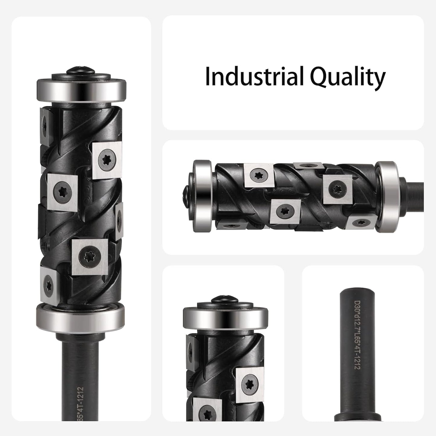 1/2" Shank Carbide Insert Flush Trim Router Bit with Double Bearings for Woodwork Trimming