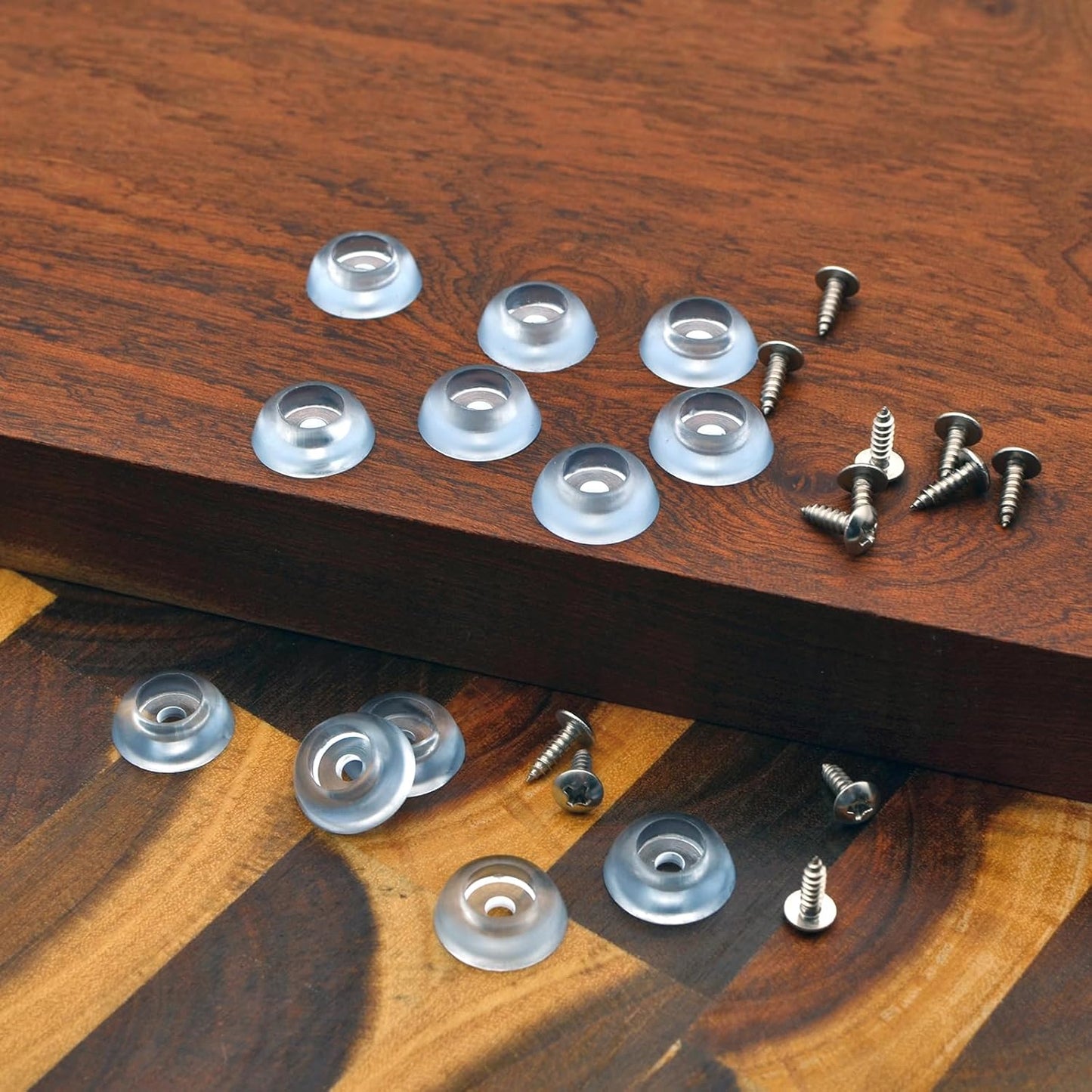 120-Pack Clear Rubber Feet with Stainless Screws for Cutting Boards, Furniture, Electronics - Non Slip Bumper
