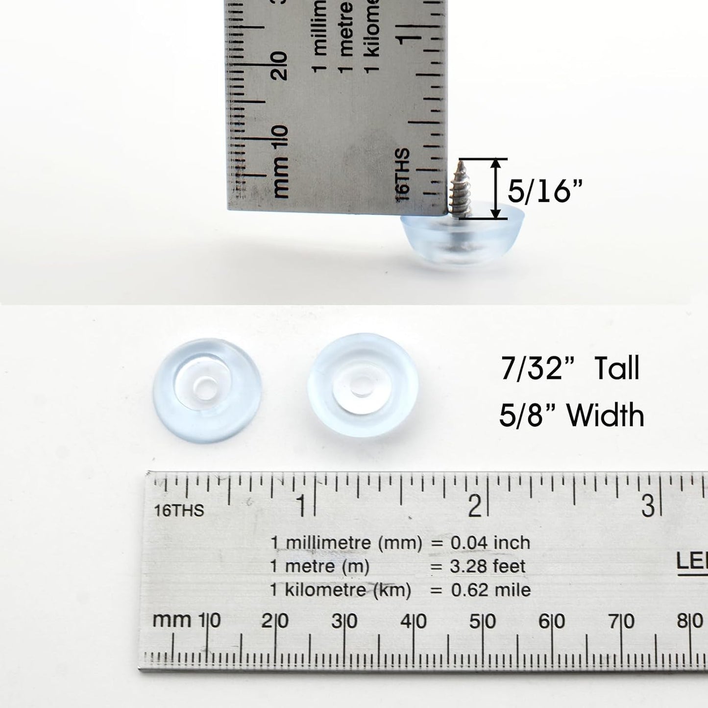 120-Pack Clear Rubber Feet with Stainless Screws for Cutting Boards, Furniture, Electronics - Non Slip Bumper