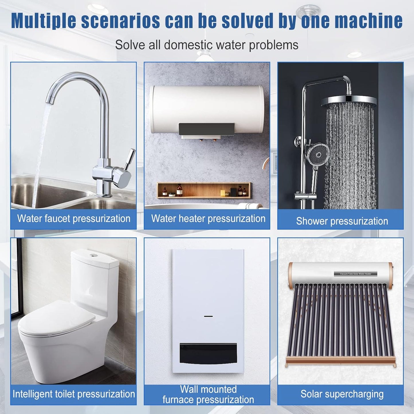 120W Home Water Pressure Booster Pump with Automatic Flow Switch - 115VAC, 396 GPH, 21.7 PSI - Ideal for Kitchen & Bathroom