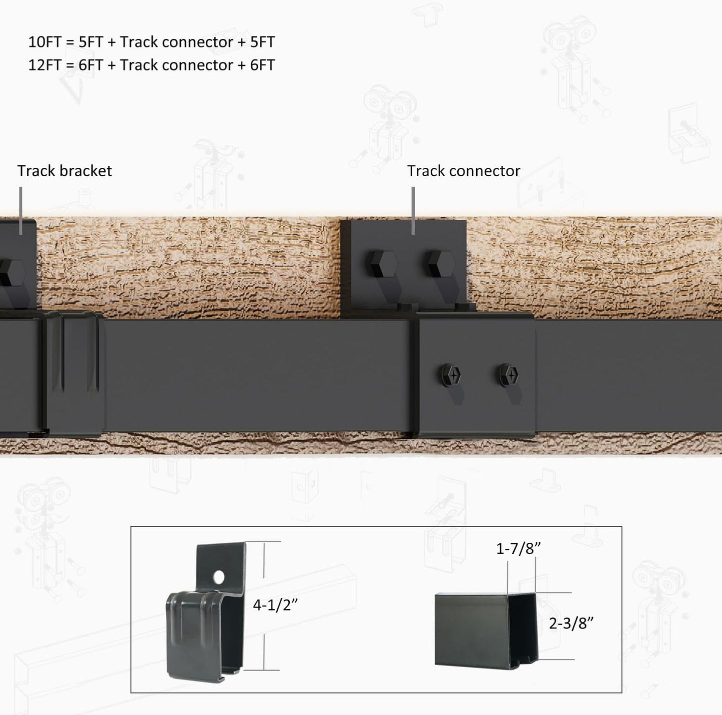 12FT Heavy Duty Exterior Sliding Barn Door Hardware Kit - Wall Mount, Fits 72in Opening, 300lbs Capacity - DIYHD - WildKart