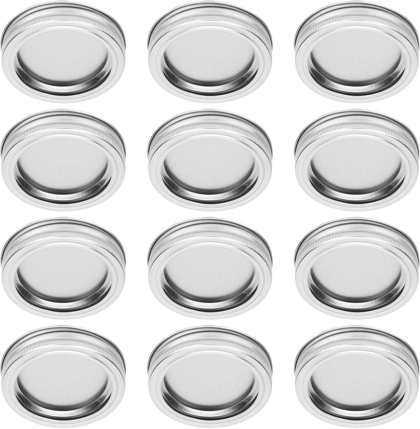 12pcs Aramox 70mm Round Regular Mouth SplitType Jar Lid Container Sealing Cover - Leakproof Honey Canning Kitchen Storage - Sturdy Silver Cover