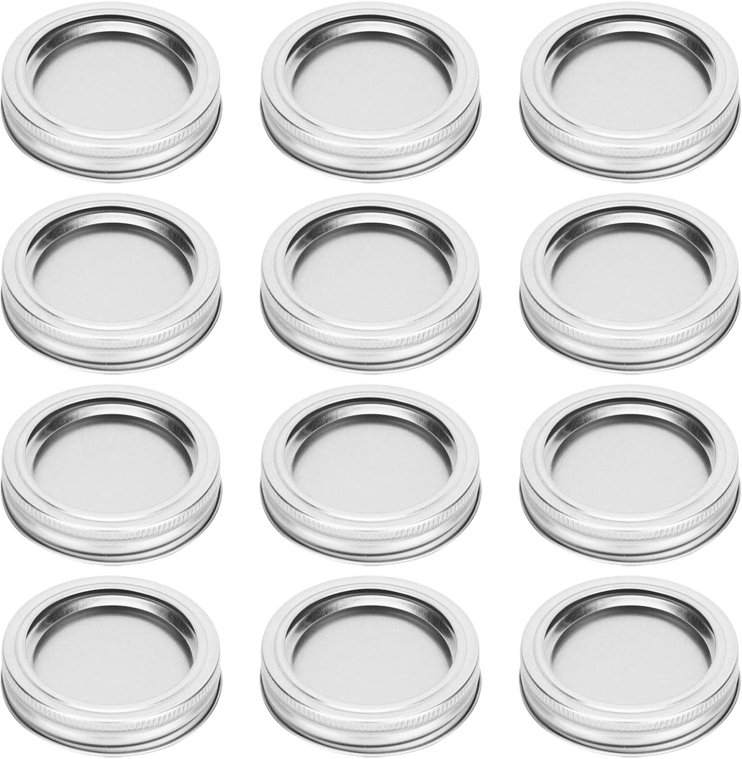 12pcs Aramox 70mm Round Regular Mouth SplitType Jar Lid Container Sealing Cover - Leakproof Honey Canning Kitchen Storage - Sturdy Silver Cover