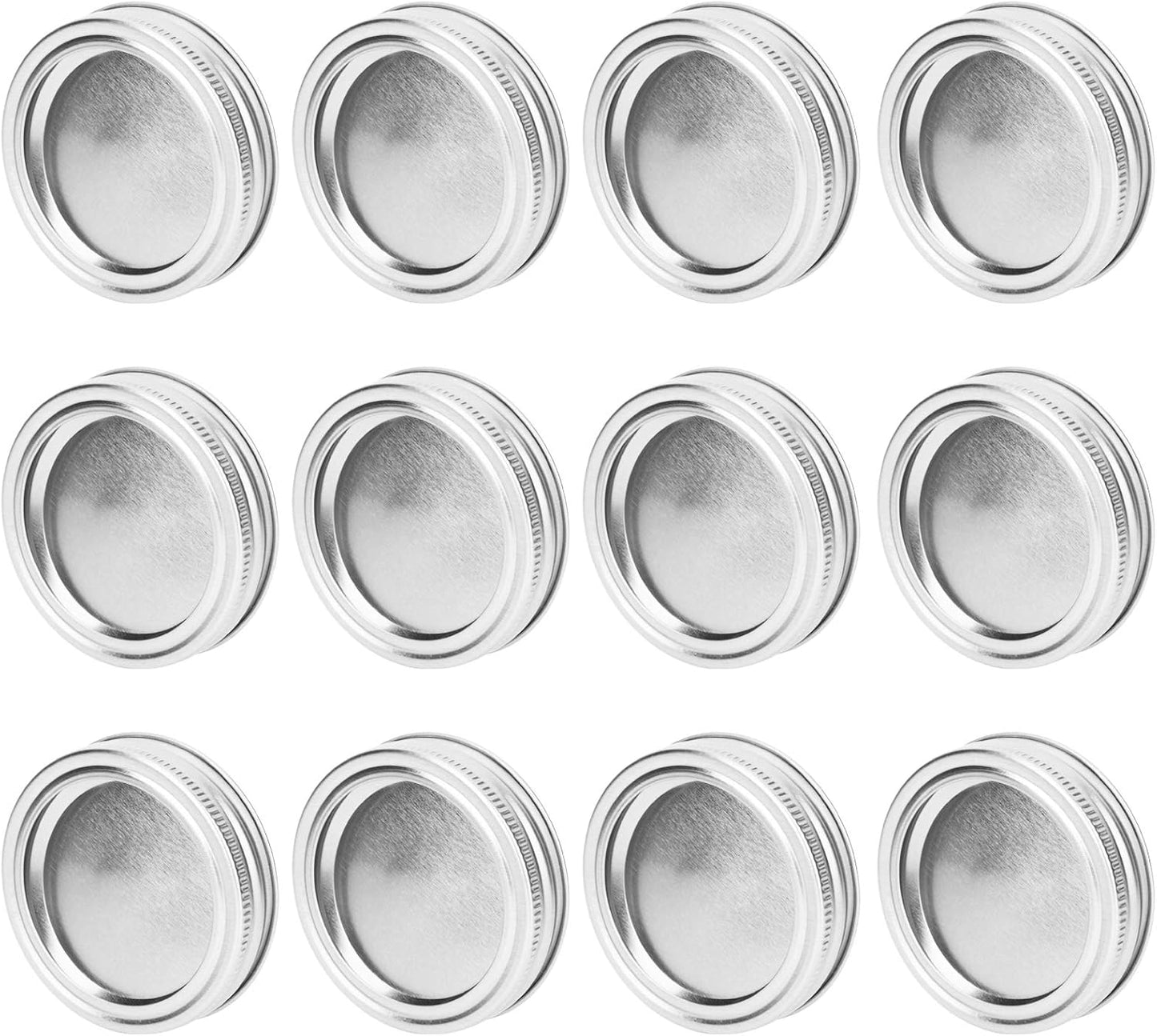 12pcs Aramox 70mm Round Regular Mouth SplitType Jar Lid Container Sealing Cover - Leakproof Honey Canning Kitchen Storage - Sturdy Silver Cover