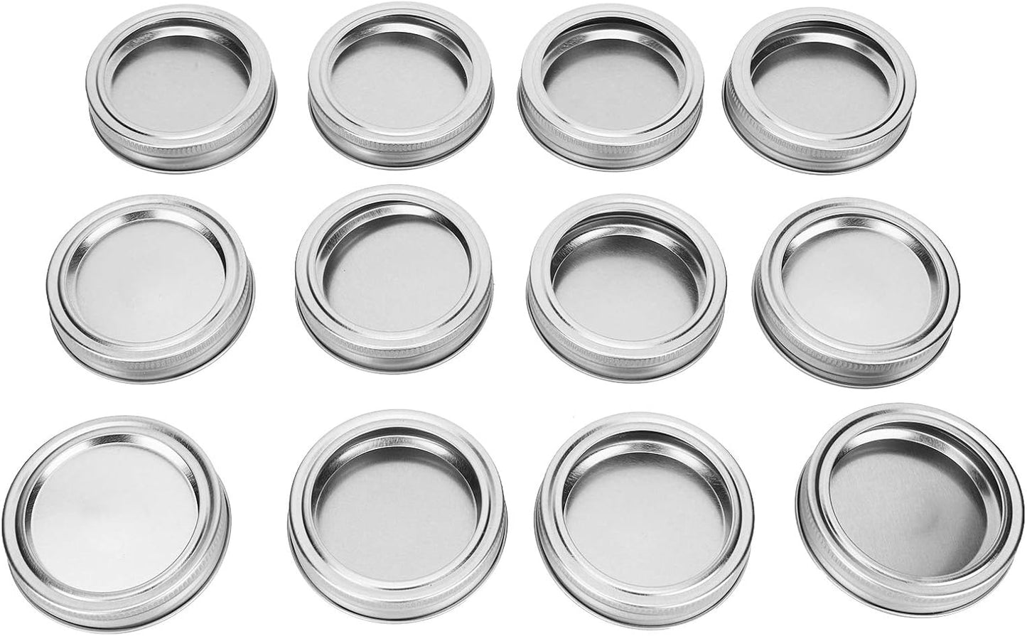12pcs Aramox 70mm Round Regular Mouth SplitType Jar Lid Container Sealing Cover - Leakproof Honey Canning Kitchen Storage - Sturdy Silver Cover