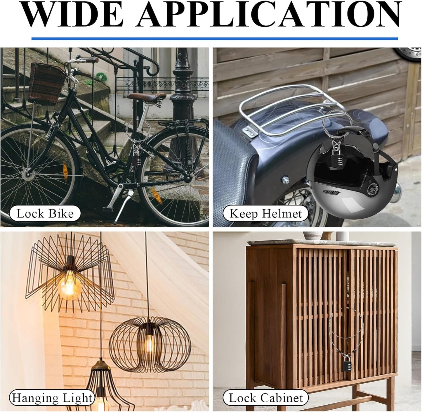 12Pcs Milkary Stainless Steel Security Cable with Loops, 4Ft 3mm Luggage Lock Safety Cable - Double Loop Anti Theft Wire Lock Cable for Travel Locking