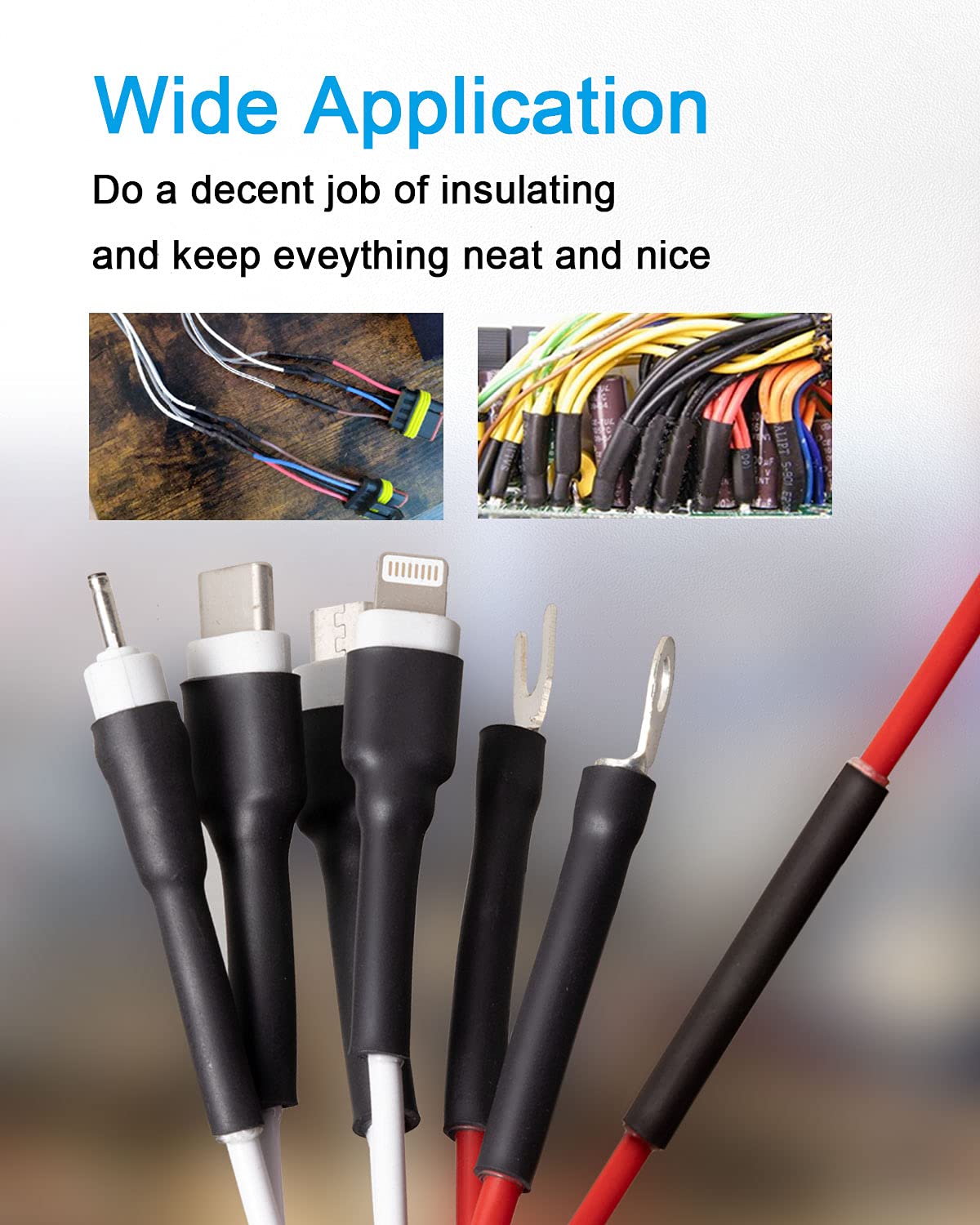 130pc 3:1 Dual Wall Adhesive Heat Shrink Tubing Kit - 6 Sizes (1/2 to 3/32 inch) - Premium Wire Cable Sleeve Assortment - Storage Case - DIY by MILAPEAK - Black