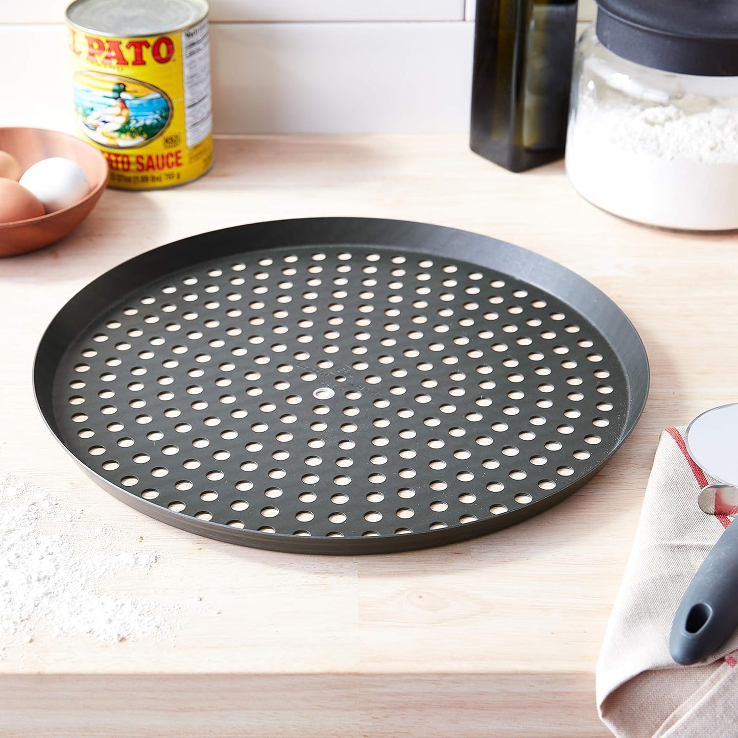 14 Inch Perforated Pizza Cutter Pan by LloydPans Kitchenware - PSTK for Perfectly Sliced Pizzas