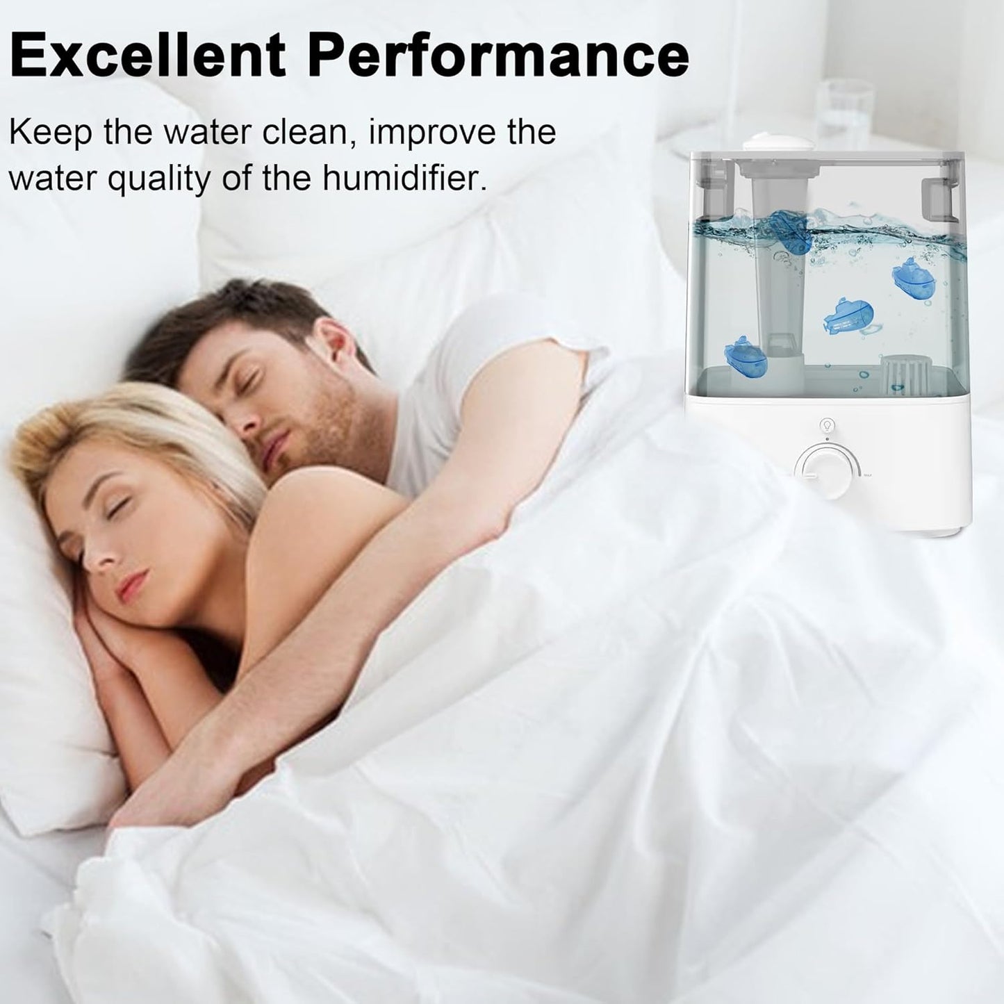 14-Pack Small Submarine Humidifier Tank Cleaner for Most Humidifiers & Fish Tanks - Purifies Water, Prevents Hard Water Build Up, Eliminates White Dust & Odors