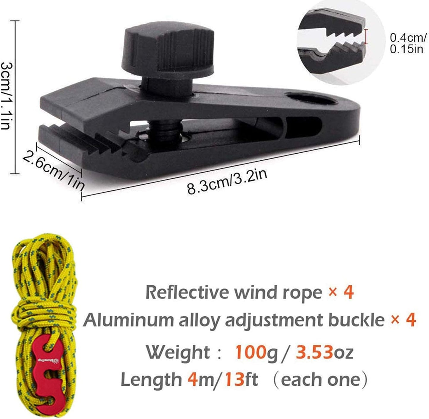 14-Piece Heavy Duty Tarp Clips with Cords - Strong Awning Clamp Fasteners for Tarps, Car Covers, Canvas, and Swimming Pools