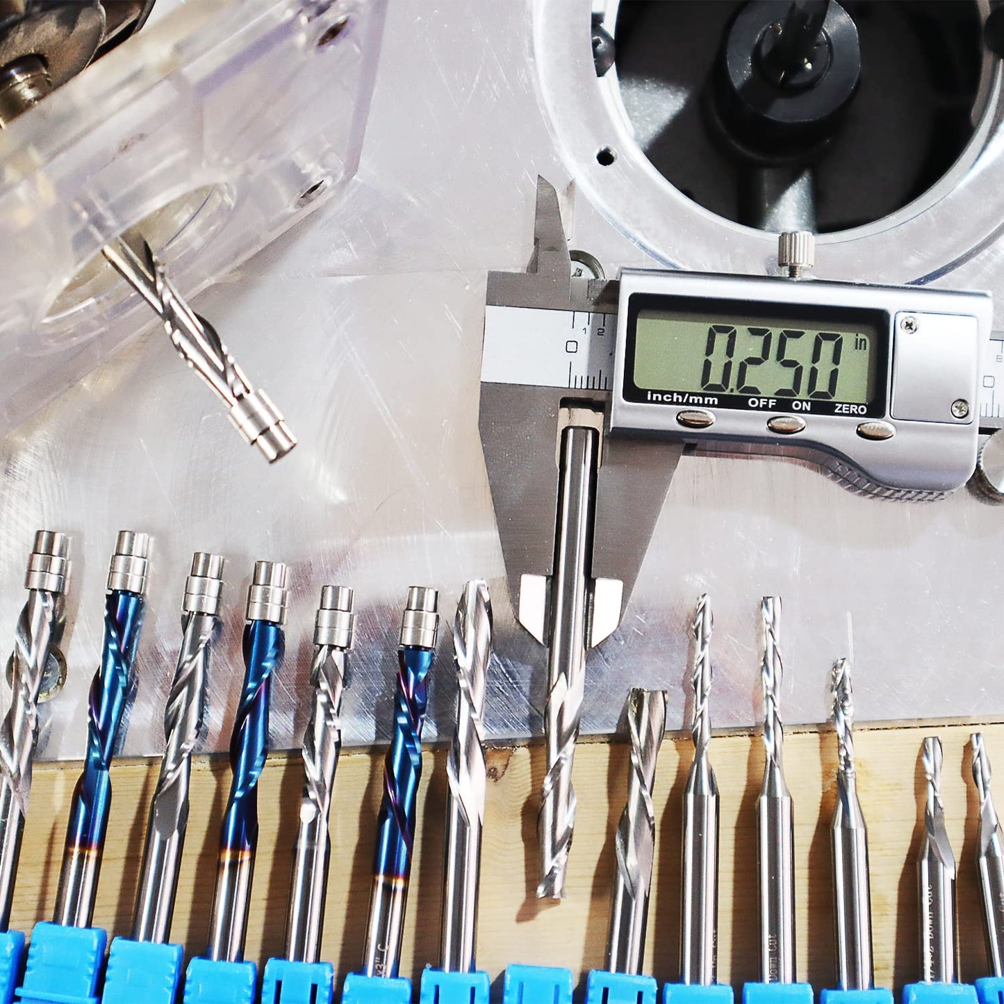 1/4" Shank Down-Cut Spiral Router Bit - 2 Flute CNC End Mill for Wood Carving - 1/4" Diameter x 1-1/4" Length x 3" Long