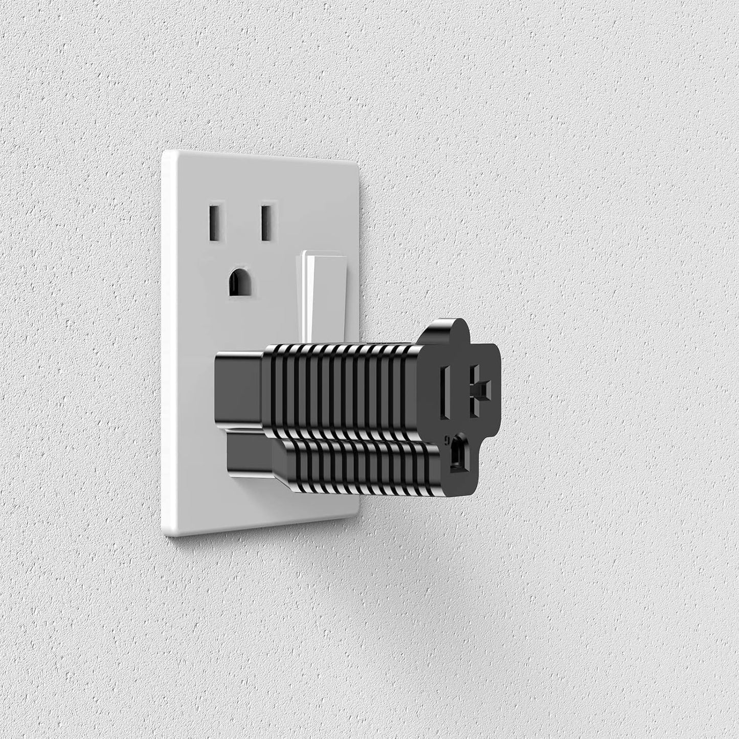 15 Amp Household AC Plug to 20 Amp T Blade Adapter Nema 5-15P to 5-15/20R Outlet Adapter - Converter for 15A 125V to 20A 125V Adapter