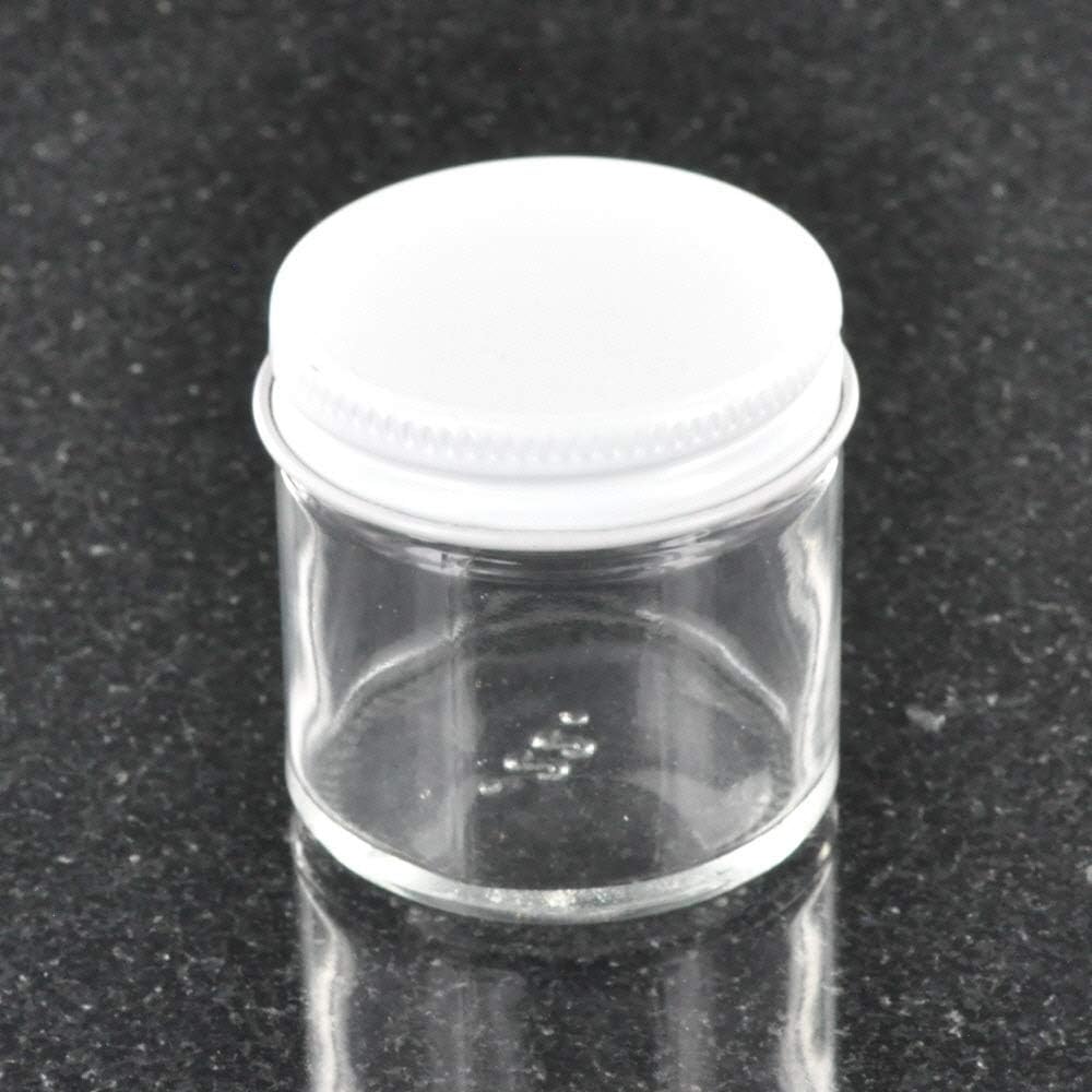 1.5" Glass Jar with White Lid - 1oz Capacity by Paykoc Imports