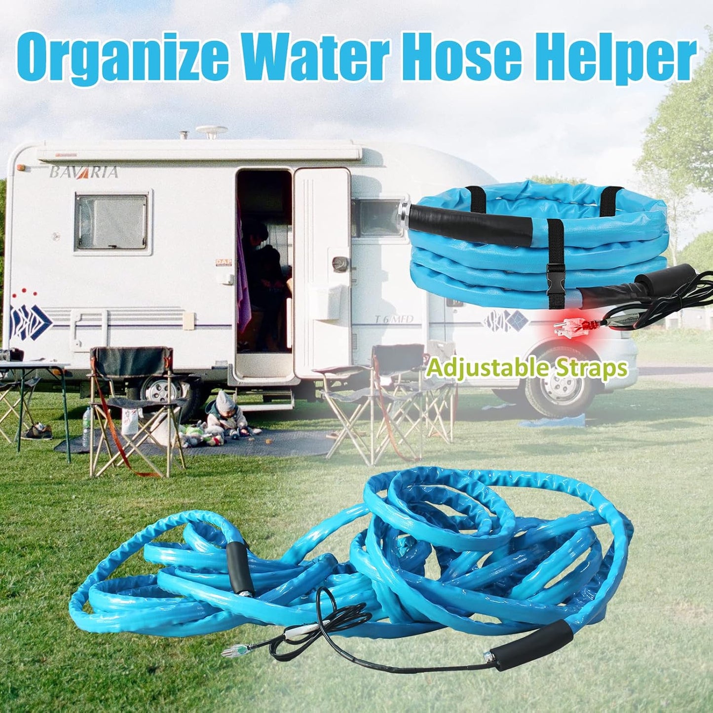 15FT Cupohus Heated Water Hose for RV -45℉, Ideal for RV Campers, Trailers, Kennels - Keeps Water Flowing in Freezing Temps
