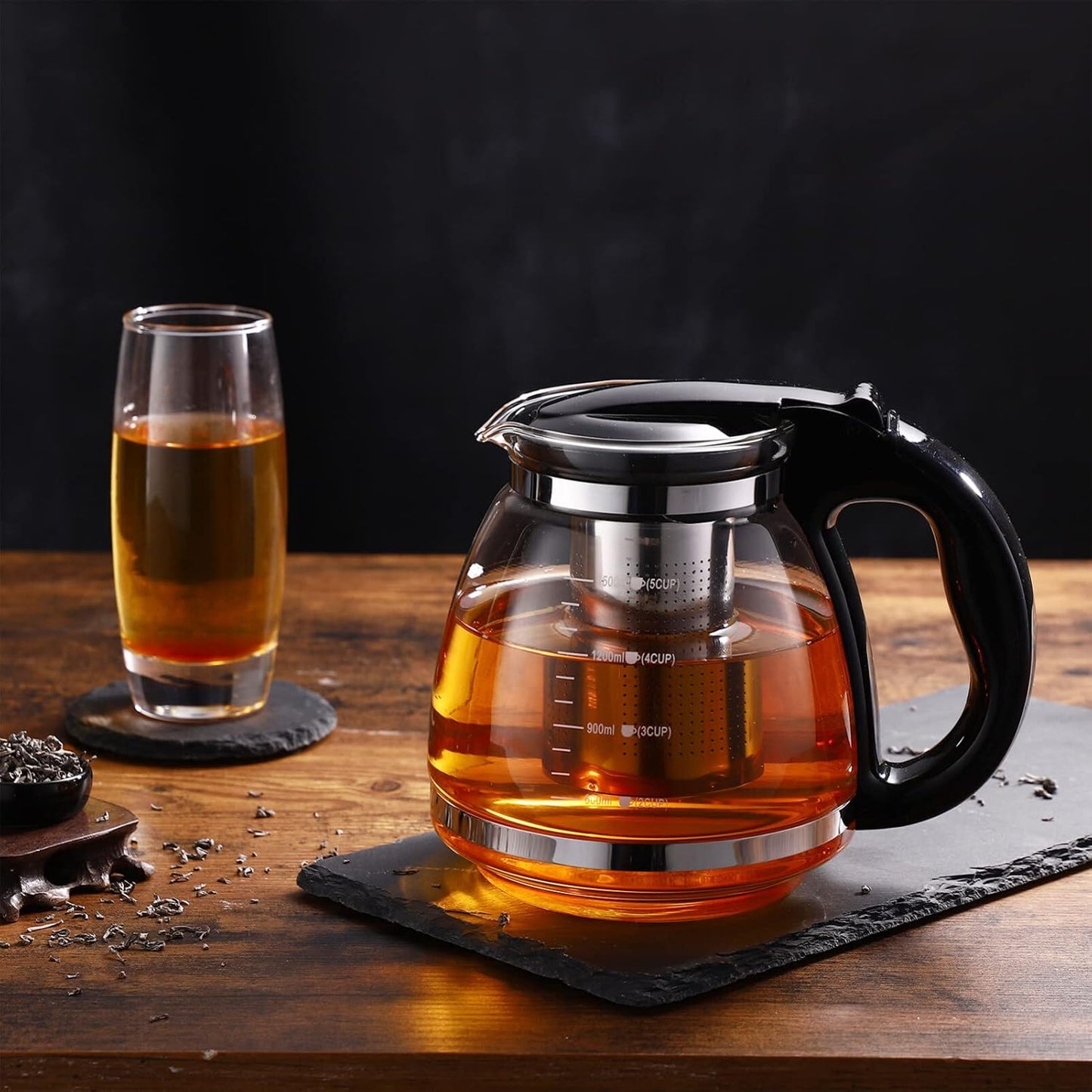 1.5L Glass Teapot with Stainless Steel Infuser for Blooming & Loose Tea - Cabilock