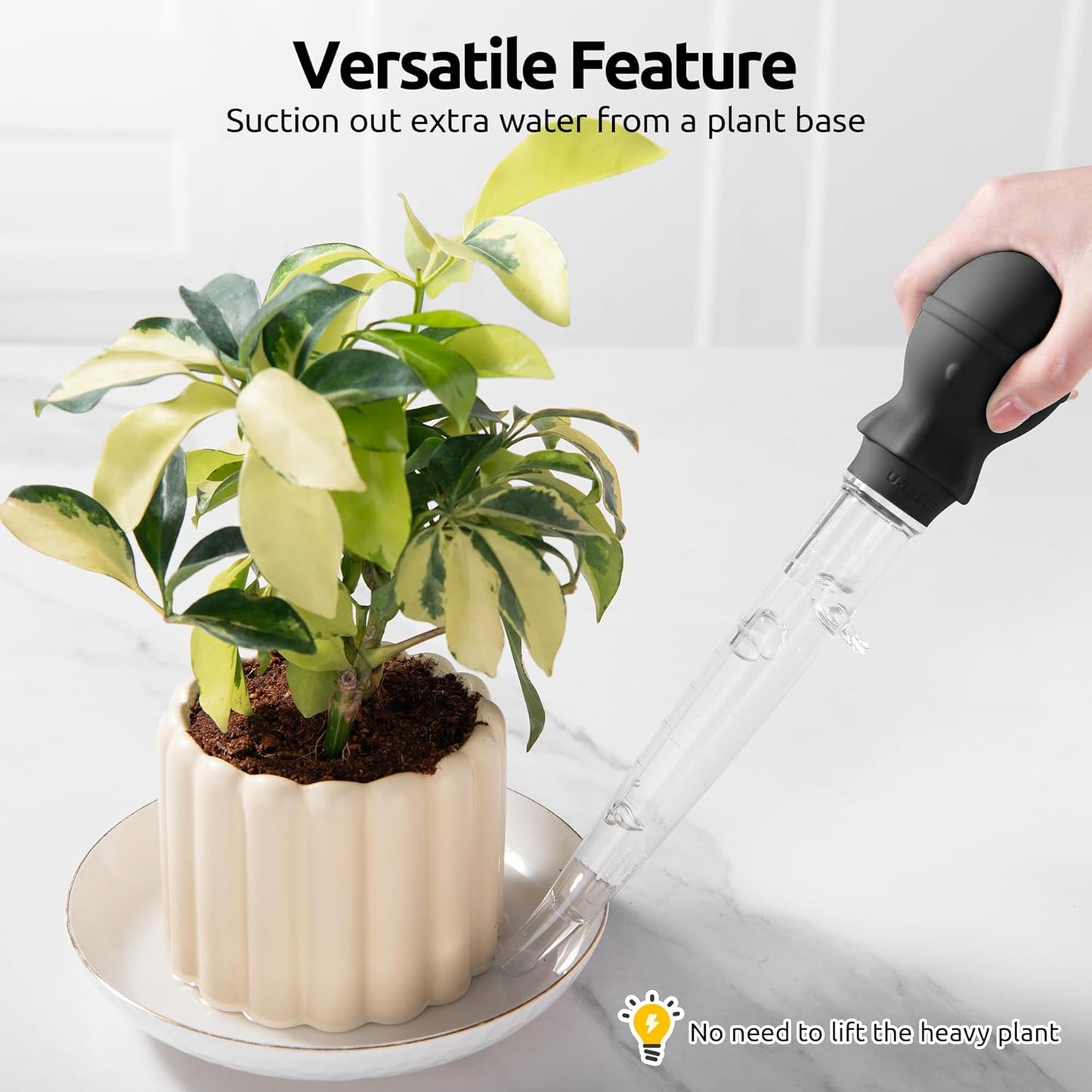 1.5oz Heat Resistant Angled Turkey Baster Set with Cleaning Brush - Food Grade Tritan/Silicone, Large Octopus Bulb, for Basting Meat/Poultry - Black