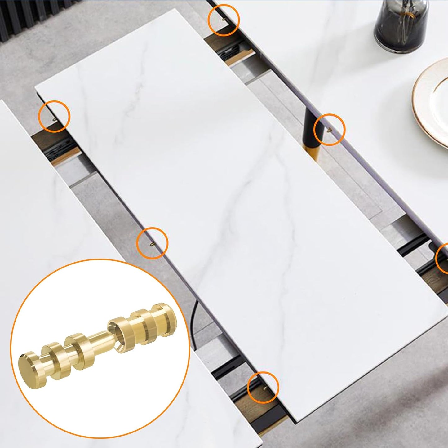 15pcs Brass Table Leaf Dowel Pins for Table Bolt Sleeve Connectors - Drawer Cabinet Buckle Extension Tables Hardware
