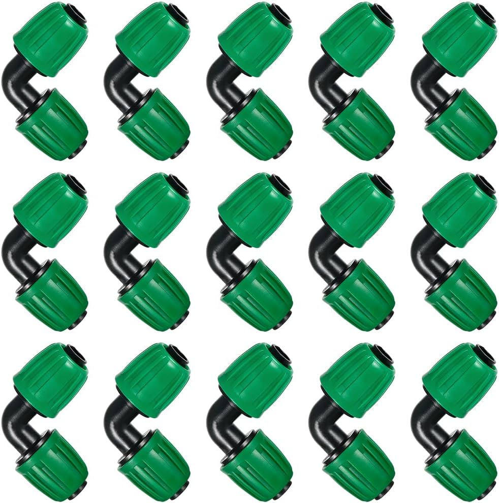15PCS FULAIERGD 1/2" Tubing Elbow Connectors for Pond Irrigation - Barbed Nuts, 1/2" ID x 0.6-0.63" OD