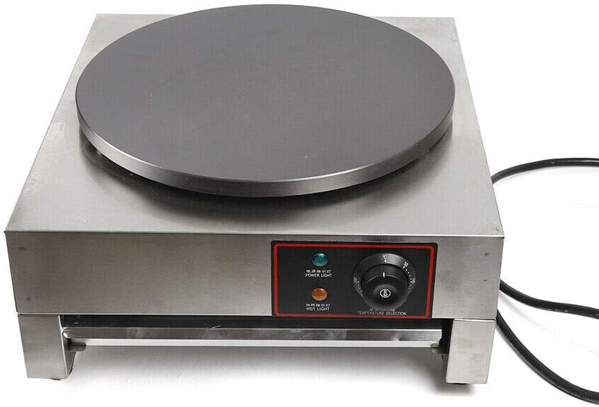16-Inch Commercial Electric Crepe Maker with Non-Stick Pan and Wood Spreader - 110V 2.8KW Single Hotplate (Style 1)