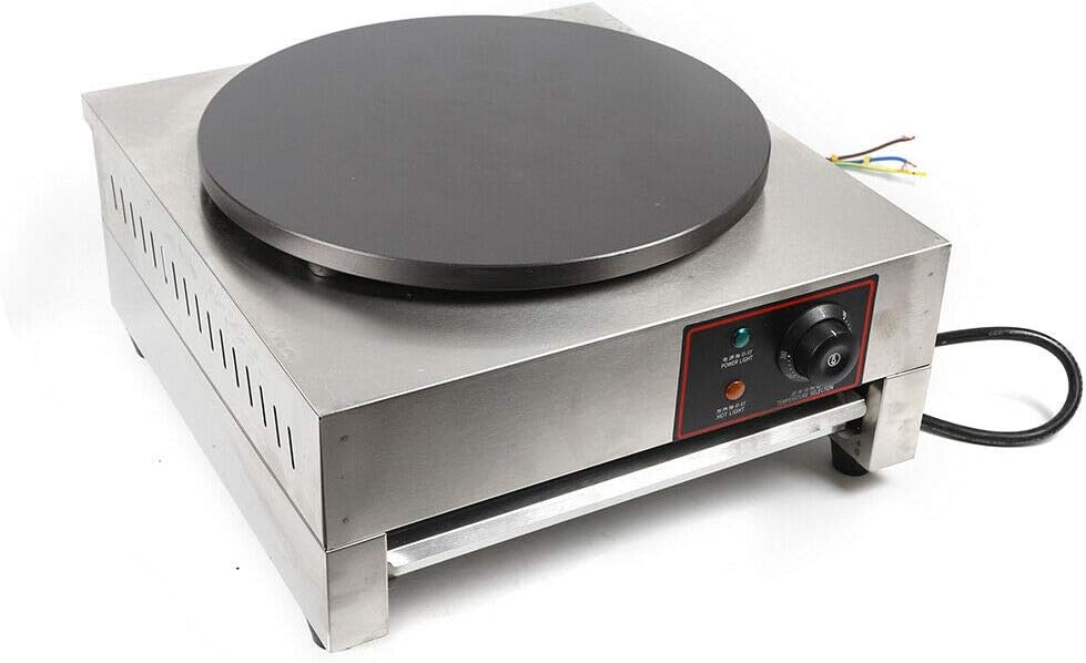 16-Inch Commercial Electric Crepe Maker with Non-Stick Pan and Wood Spreader - 110V 2.8KW Single Hotplate (Style 1)