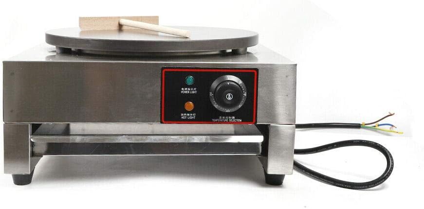16-Inch Commercial Electric Crepe Maker with Non-Stick Pan and Wood Spreader - 110V 2.8KW Single Hotplate (Style 1)