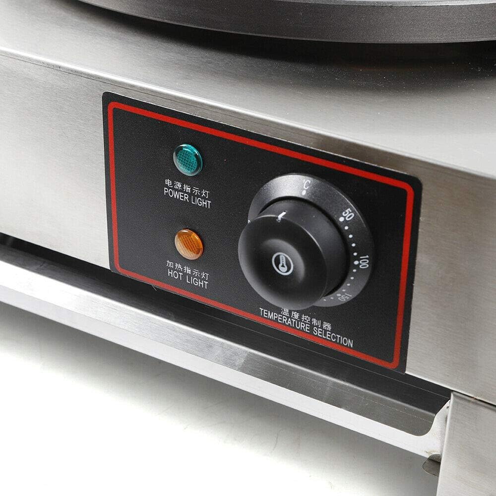16-Inch Commercial Electric Crepe Maker with Non-Stick Pan and Wood Spreader - 110V 2.8KW Single Hotplate (Style 1)