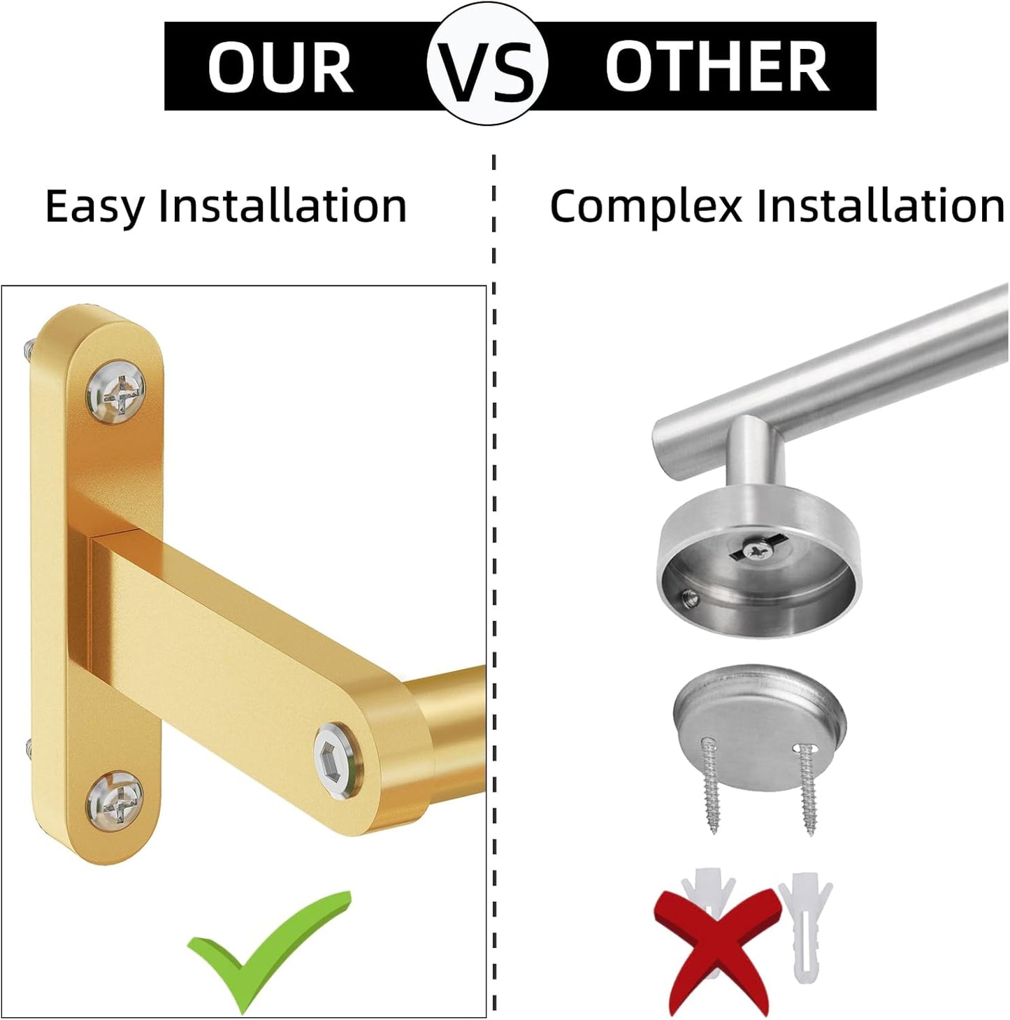 16 Inch Gold Stainless Steel Towel Bar for Bathroom Wall - Heavy Duty Single Rod Holder by KLJKPA