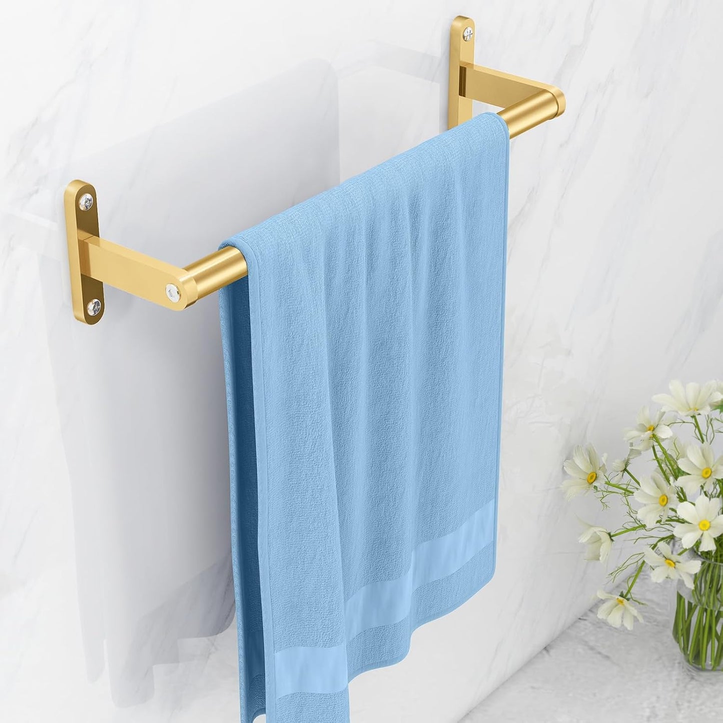 16 Inch Gold Stainless Steel Towel Bar for Bathroom Wall - Heavy Duty Single Rod Holder by KLJKPA
