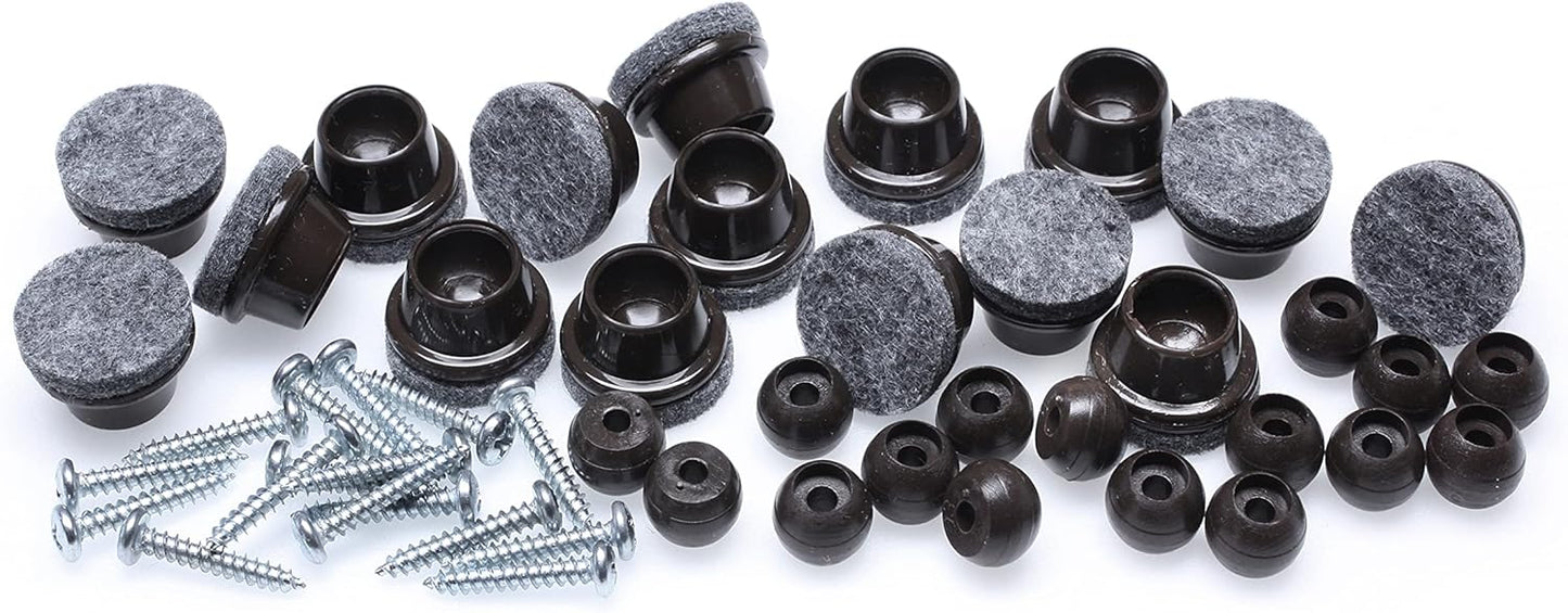 16 Pack Slipstick GorillaFelt Swivel Glide Felt Chair Sliders for Angled or Straight Furniture Legs - 1 Inch Round Felt Glides - CB259-16