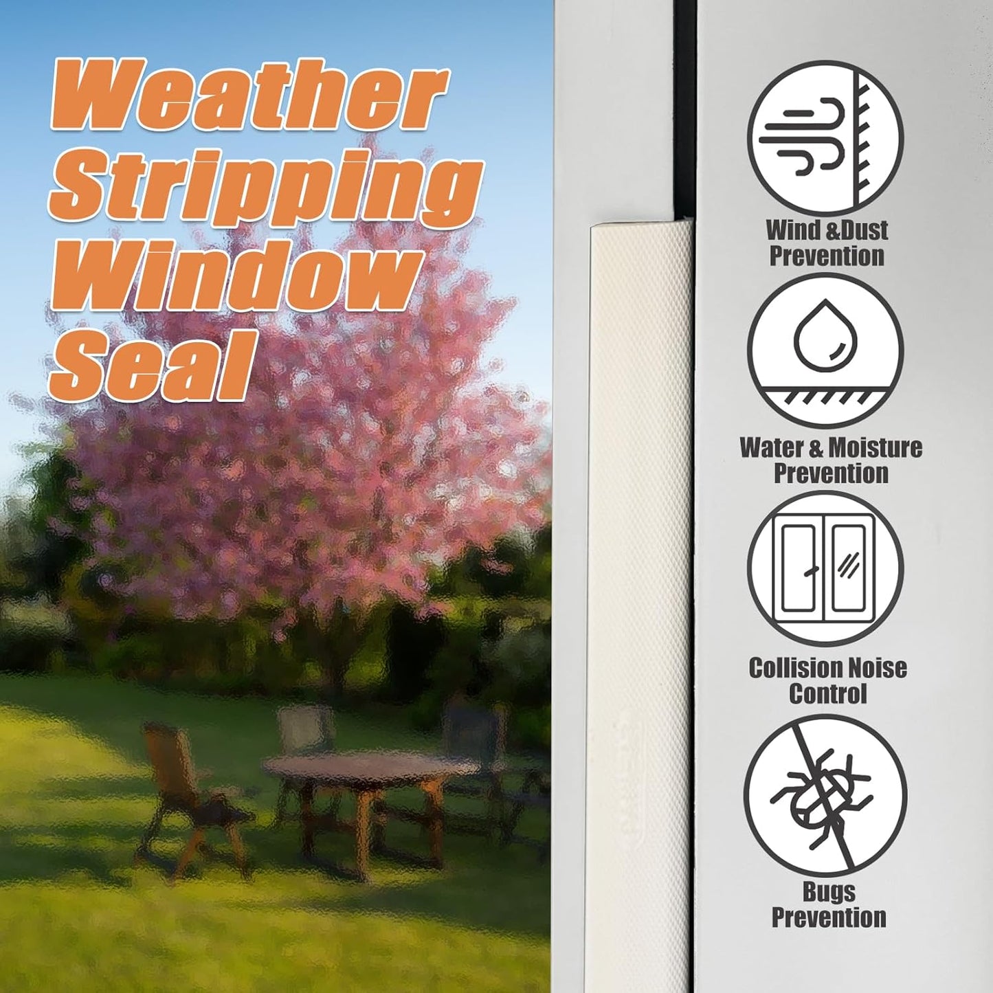 16.4ft Black Window Adhesive Weather Stripping Seal Strip for Sound and Heat Insulation, Dust and Water Prevention