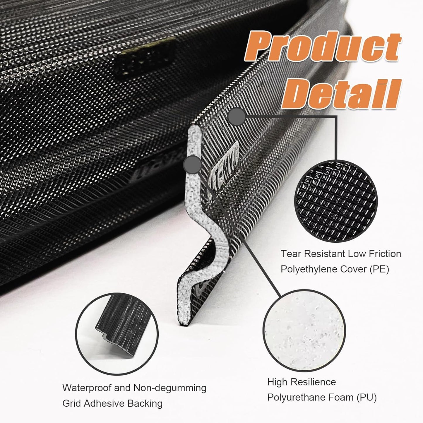 16.4ft Black Window Adhesive Weather Stripping Seal Strip for Sound and Heat Insulation, Dust and Water Prevention