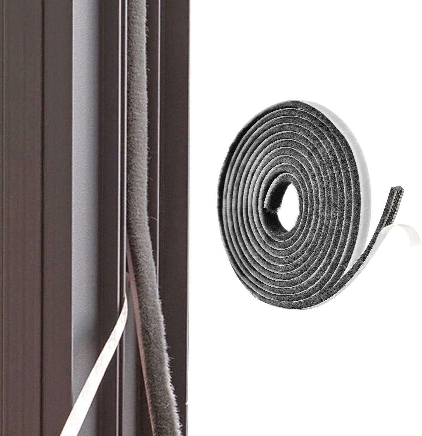 16.5FT Brush Weather Stripping for Sliding Windows/Glass Doors - Self Adhesive Seal Strip Draft Stoppers - 11/32" Wide X 3/16" Thick