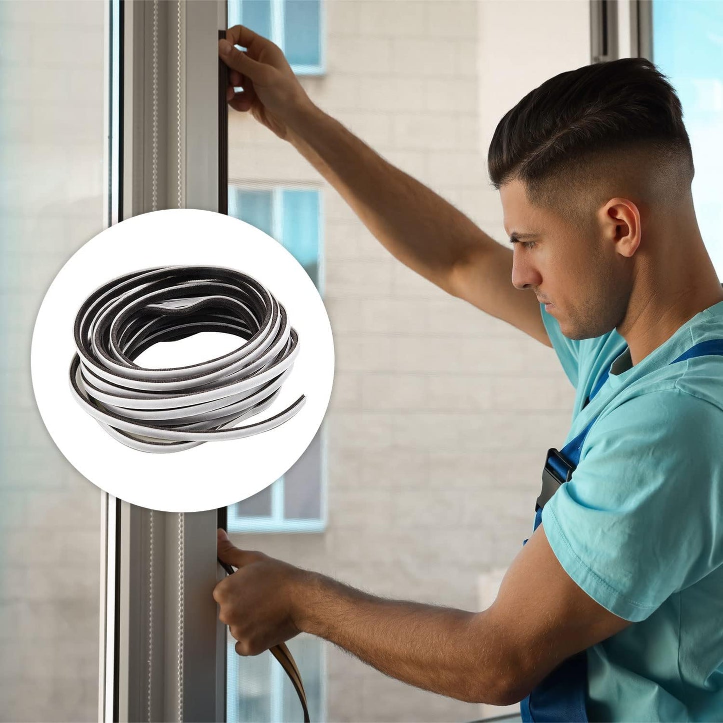 16.5FT Brush Weather Stripping for Sliding Windows/Glass Doors - Self Adhesive Seal Strip Draft Stoppers - 11/32" Wide X 3/16" Thick