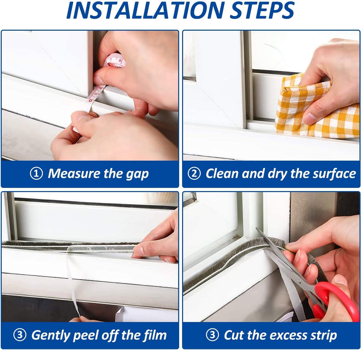 16.5FT Brush Weather Stripping for Sliding Windows/Glass Doors - Self Adhesive Seal Strip Draft Stoppers - 11/32" Wide X 3/16" Thick