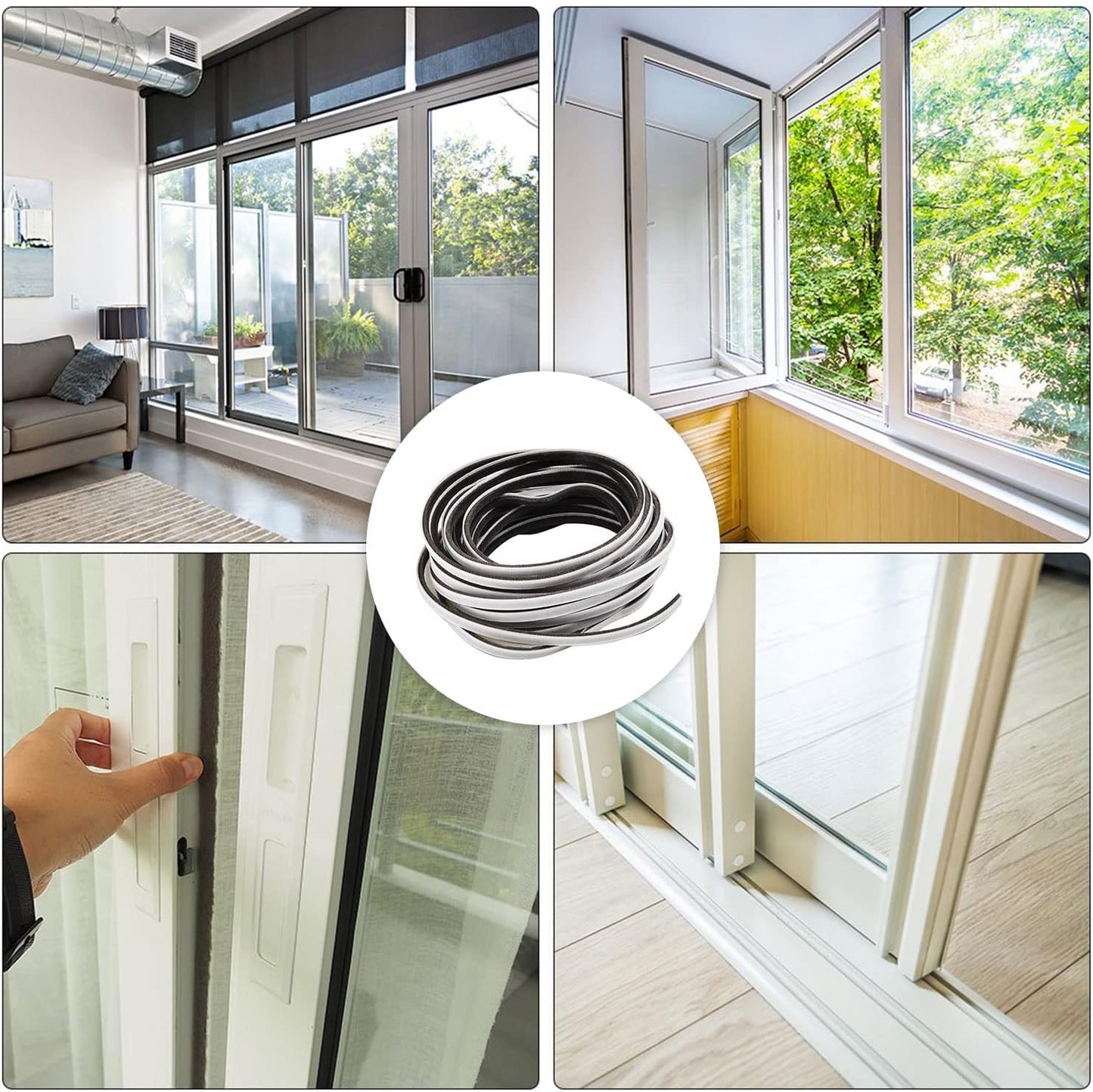 16.5FT Brush Weather Stripping for Sliding Windows/Glass Doors - Self Adhesive Seal Strip Draft Stoppers - 11/32" Wide X 3/16" Thick
