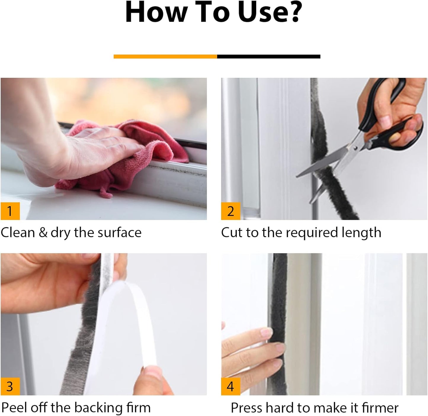 16.5FT Self Adhesive Brush Weather Stripping Seal for Windows & Doors - Soundproof, Windproof, Dustproof - Strong Stickiness - 0.35'' Wide x 0.2'' Thick - White
