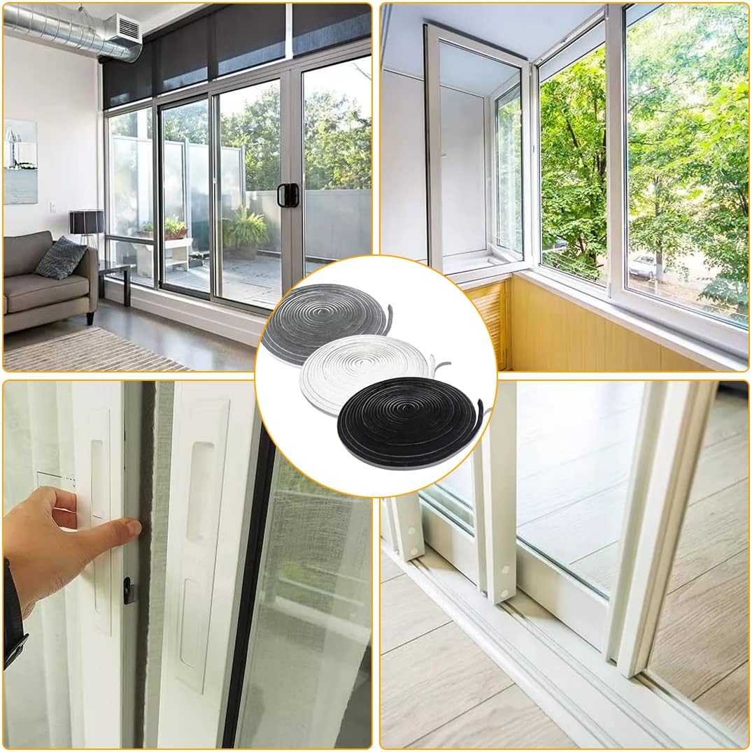 16.5FT Self Adhesive Brush Weather Stripping Seal for Windows & Doors - Soundproof, Windproof, Dustproof - Strong Stickiness - 0.35'' Wide x 0.2'' Thick - White