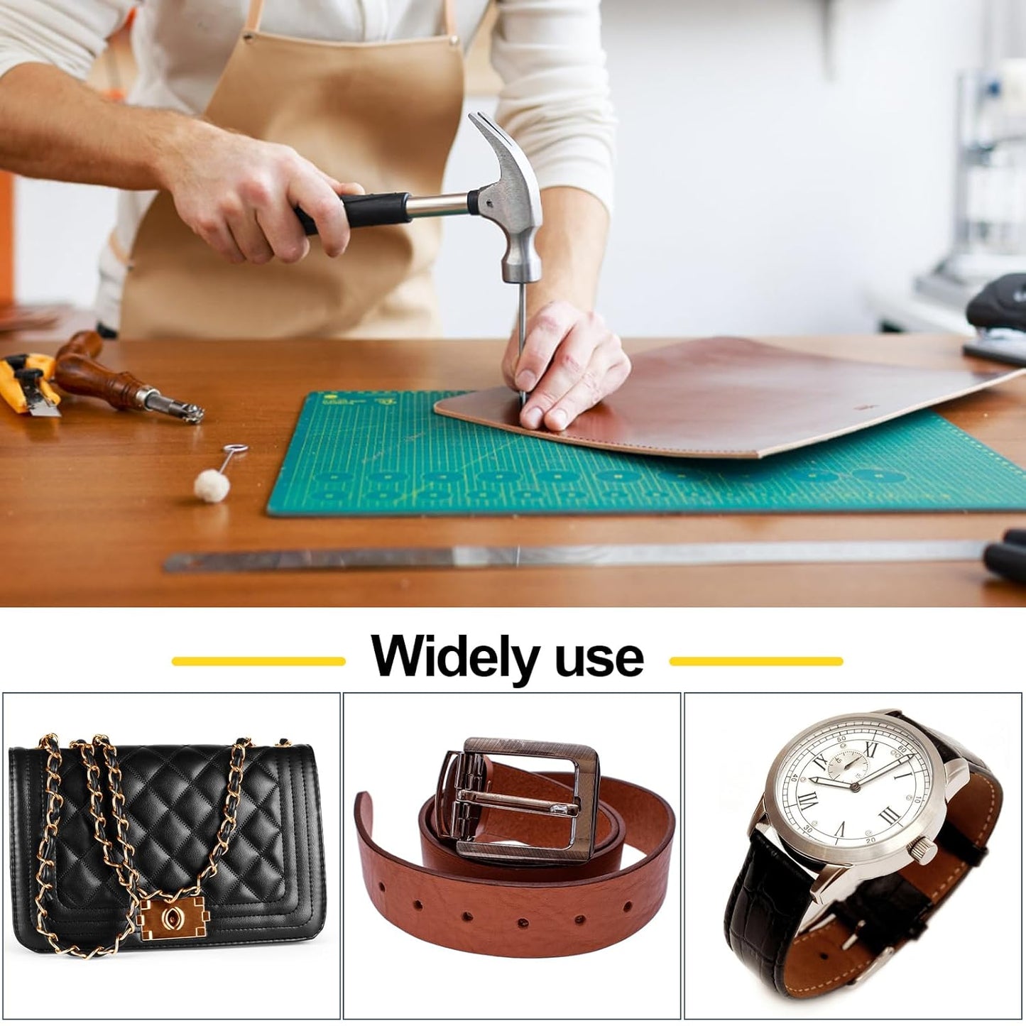 17-Piece Leather Hole Punch Tool Set 0.5-7mm - Metal Hollow Punching Kit for Belts, Watch Bands, Paper, Plastic & Leather - Includes Storage Box
