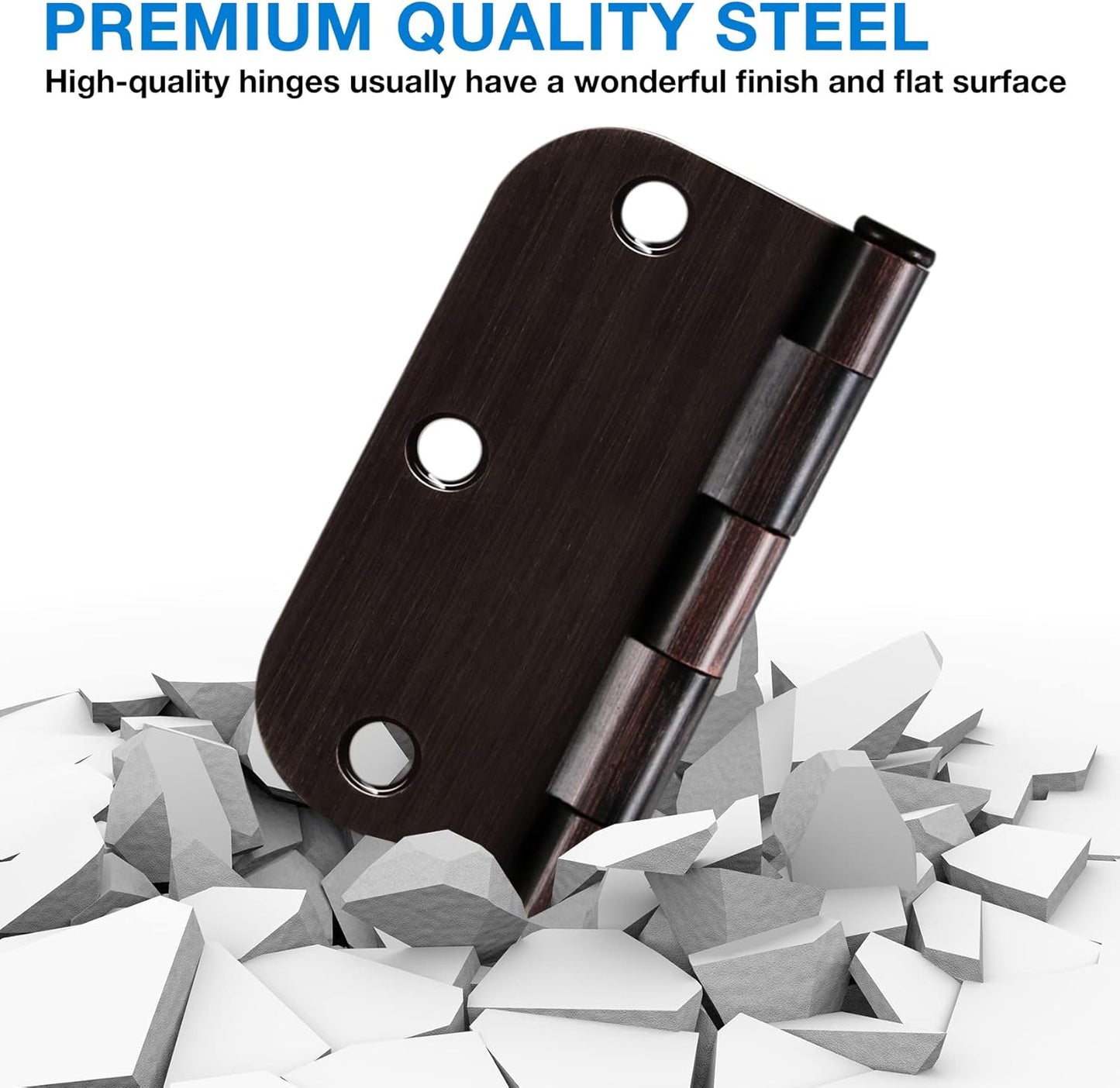 18 Pack Oil Rubbed Bronze Door Hinges 3.5 Inch Rounded 5/8 Radius - Residential Bedroom Door Hardware - Standard Flat Hinges for Indoor Doors