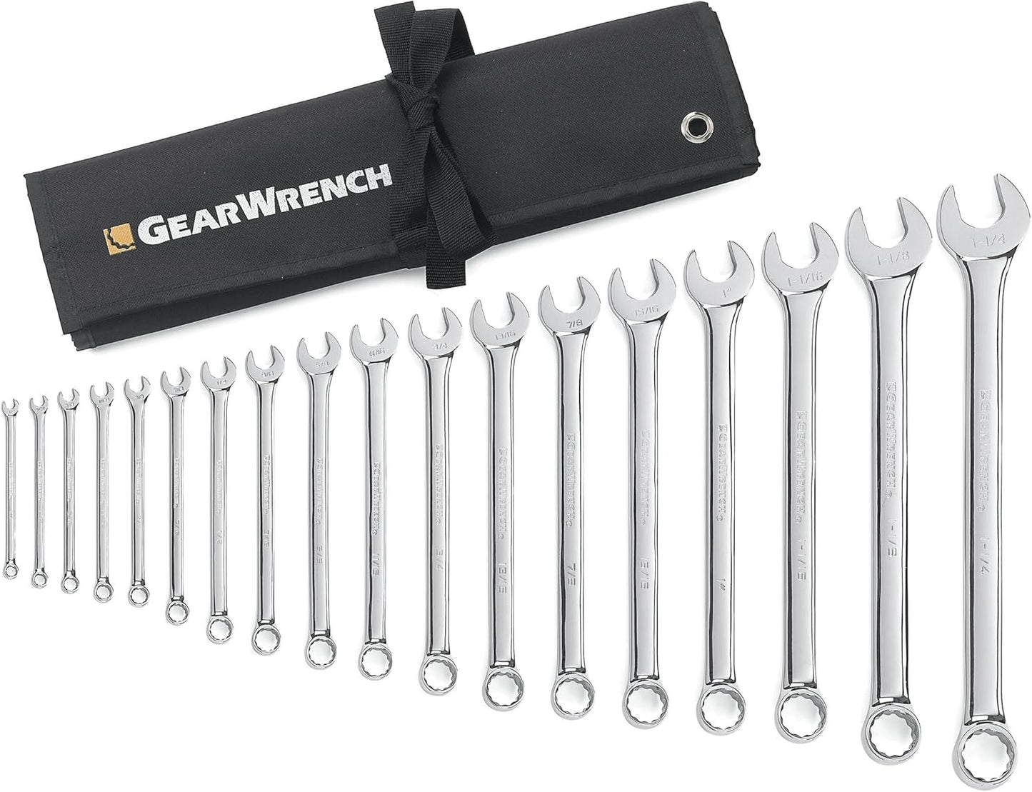 18 Piece GEARWRENCH Long Pattern 12 Point SAE Combination Wrench Set - 81917