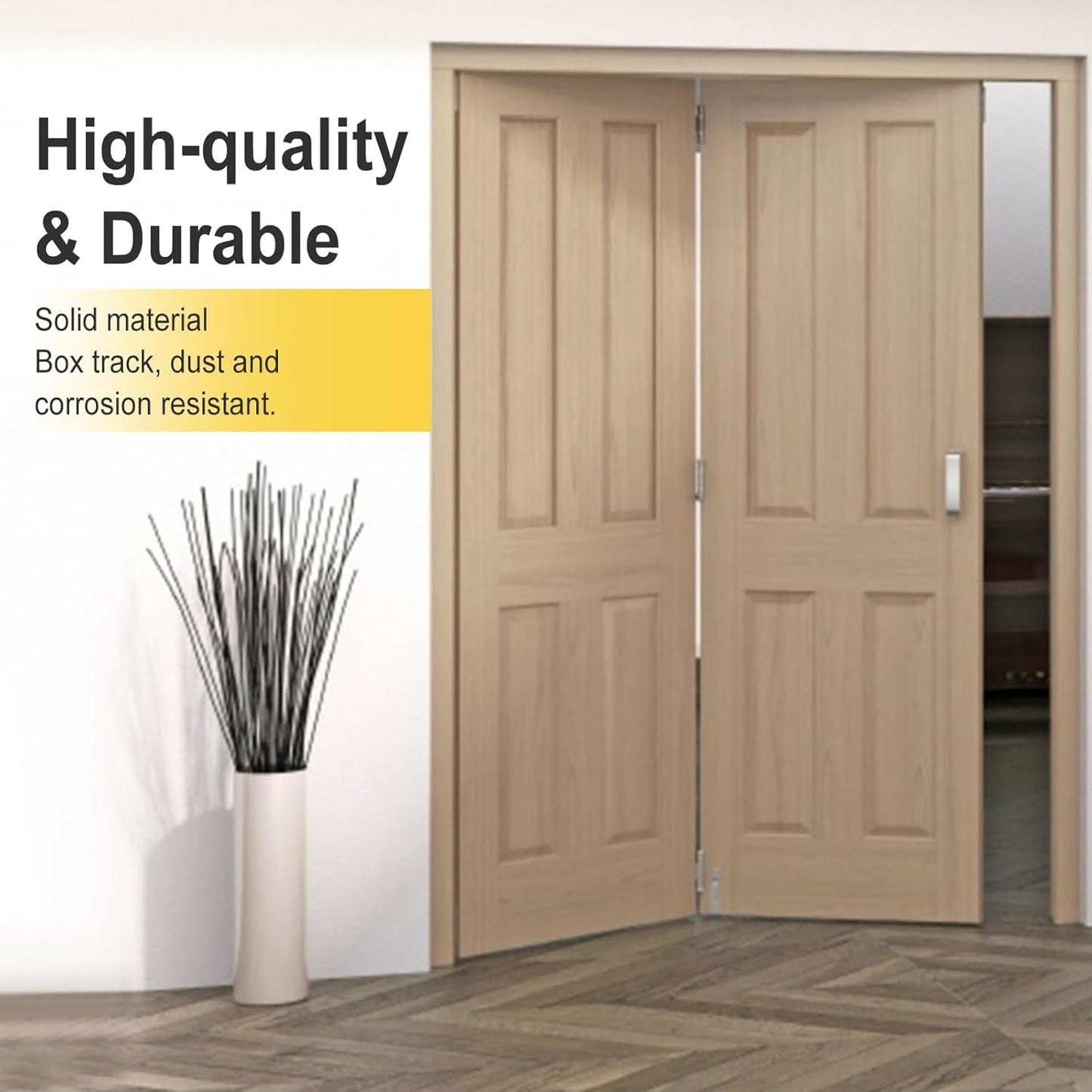 18" Steel White Bifold Closet Track Kit - Easy Installation, Smooth Operation - 1 Kit