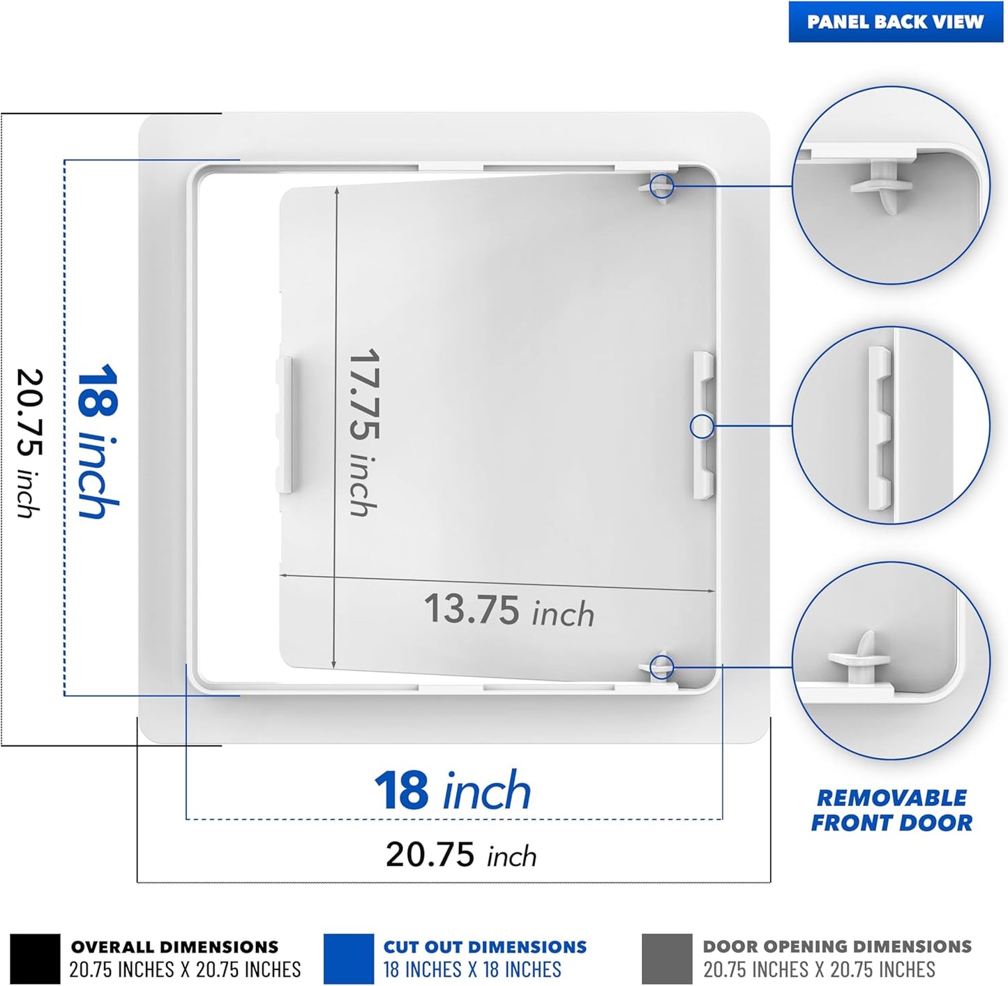 18x18 Bryce Hardware Access Panel for Drywall, Plumbing, Ceiling - Impact-Resistant, UV-Stabilized Plastic - Attic Access Door