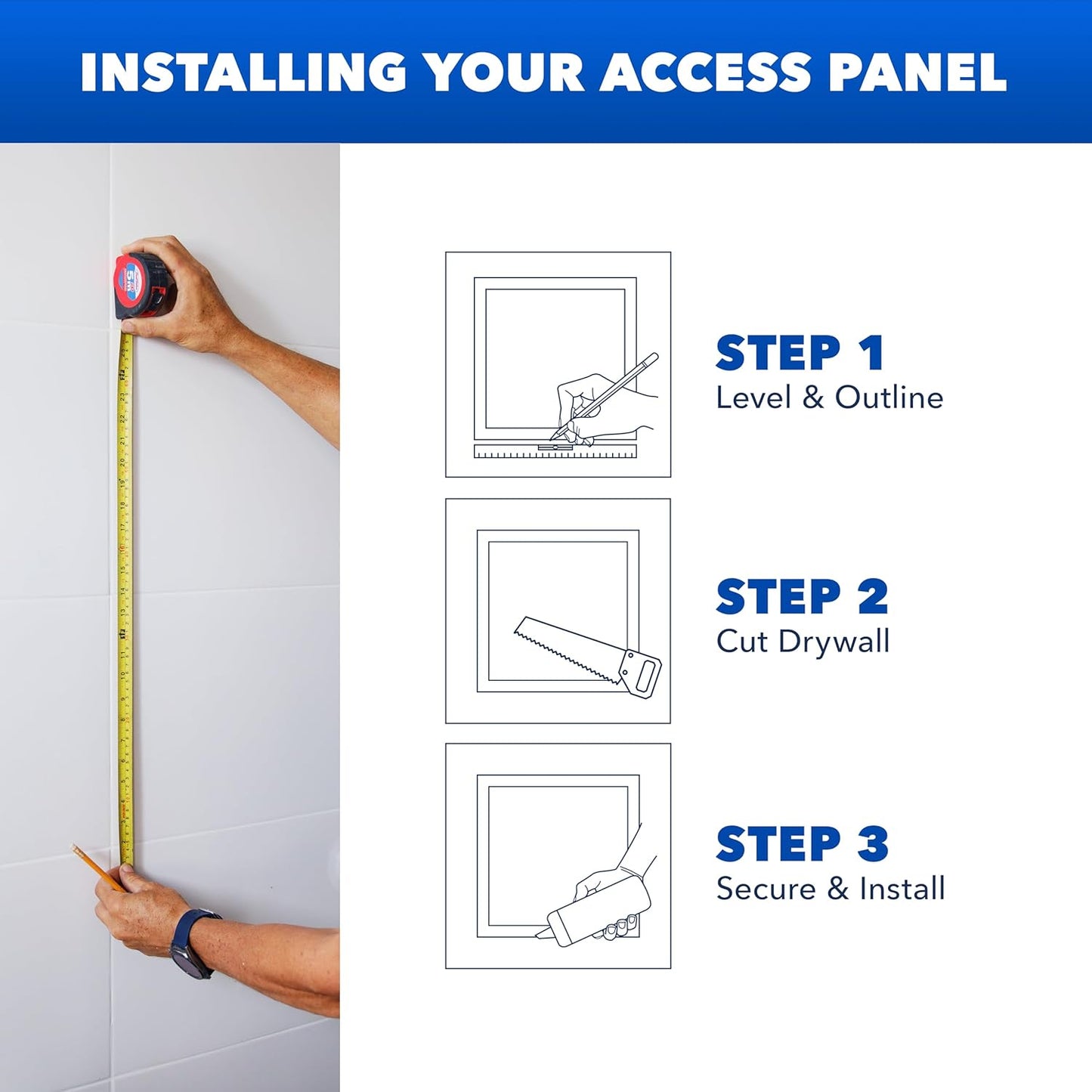 18x18 Bryce Hardware Access Panel for Drywall, Plumbing, Ceiling - Impact-Resistant, UV-Stabilized Plastic - Attic Access Door