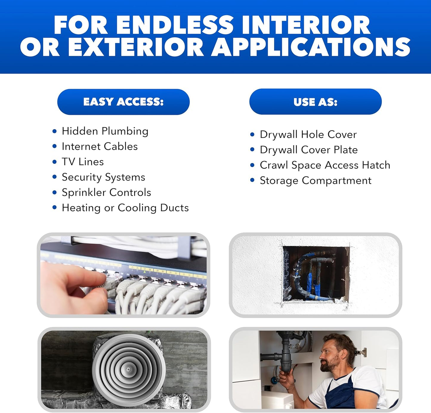 18x18 Bryce Hardware Access Panel for Drywall, Plumbing, Ceiling - Impact-Resistant, UV-Stabilized Plastic - Attic Access Door