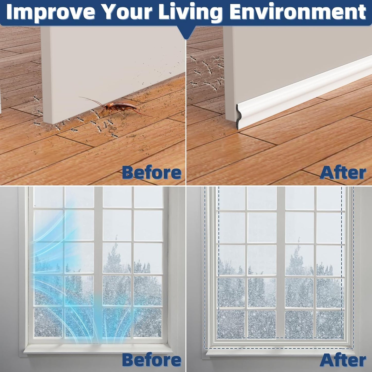 196 Inch Foam Door Weather Stripping Window Seal Strip - Adhesive Soundproofing Insulation Draft Stopper Gap Seal - White