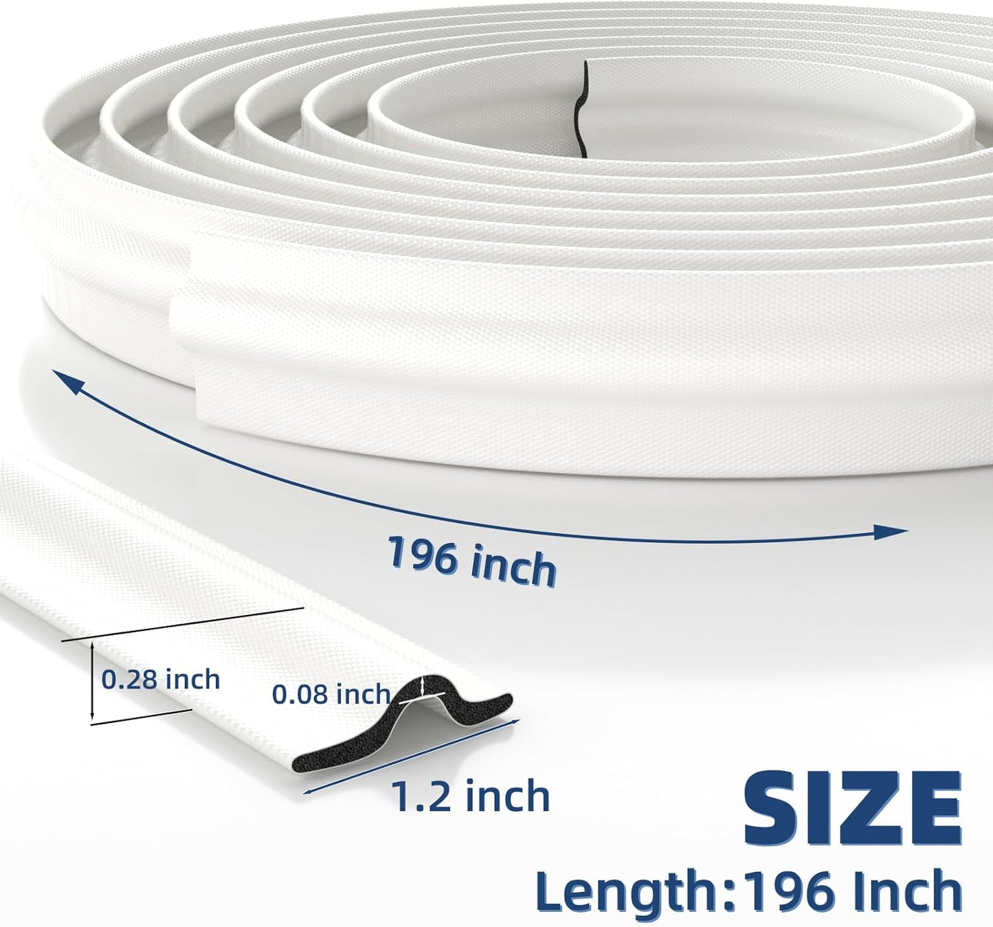 196 Inch Foam Door Weather Stripping Window Seal Strip - Adhesive Soundproofing Insulation Draft Stopper Gap Seal - White