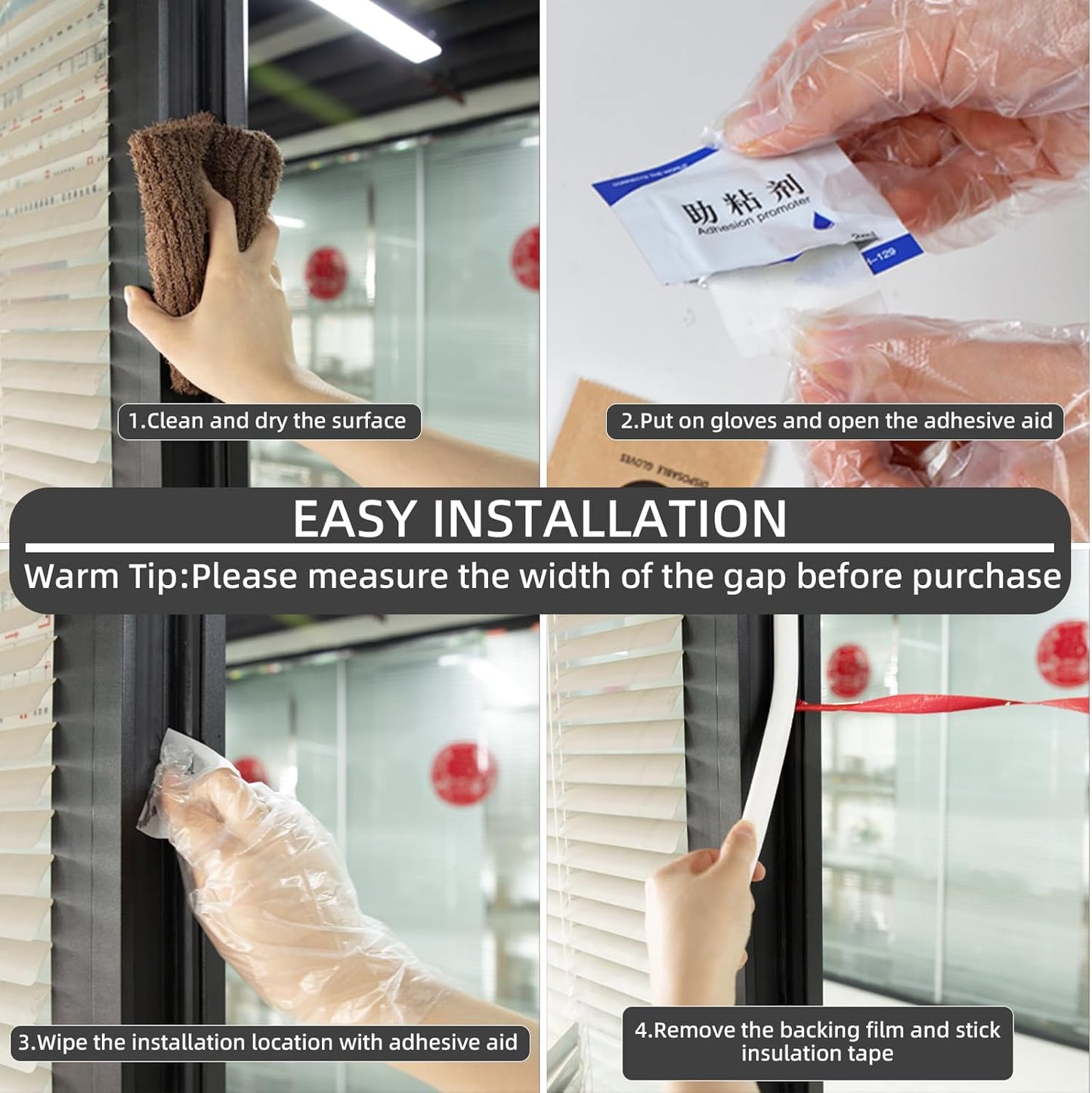 19.7 Feet Self-Adhesive Rubber Door Seal Strip for Weatherproofing and Soundproofing - Black